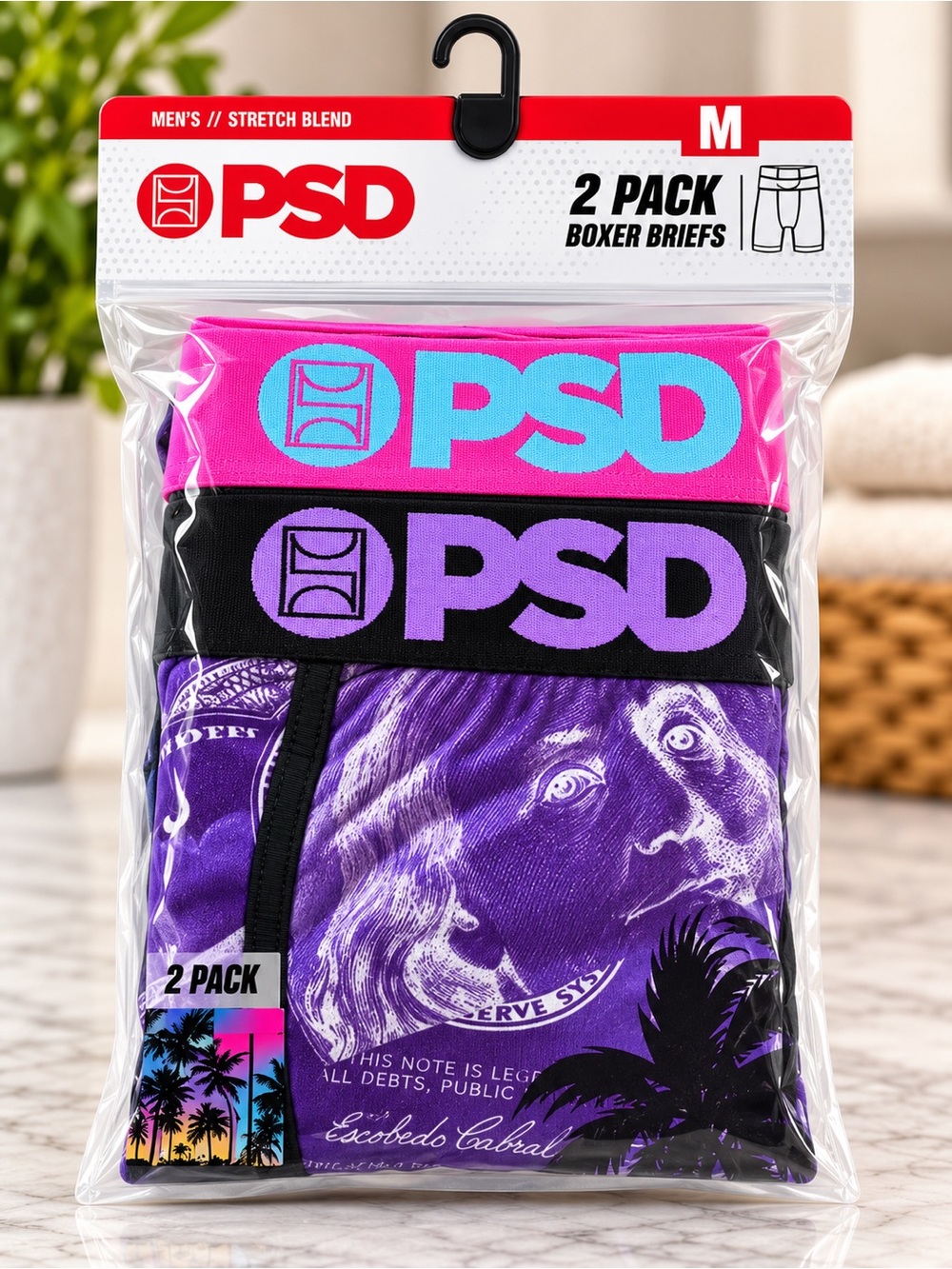 PSD Men’s 2-Pack Boxer Briefs - Hot Pink & Purple